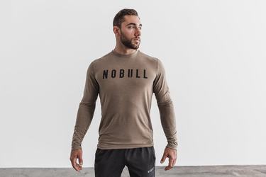 Nobull Men's Long Sleeves Light Brown | Australia (KB0752)